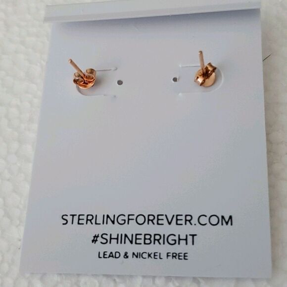 Sterling Forever Rose Gold CZ Halo Stud Earrings - Picture 4 of 6